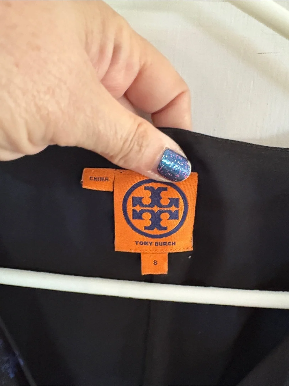 Tory Burch Kaoy Landscape black blue purple silk short sleeve dress Size 8